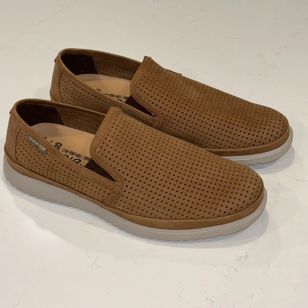 MEPHISTO TIAGO SPORTBUCK CASUAL BROWN SHOES SLIP-ON LOAFERS MEN'S 10.5 EUC $289
